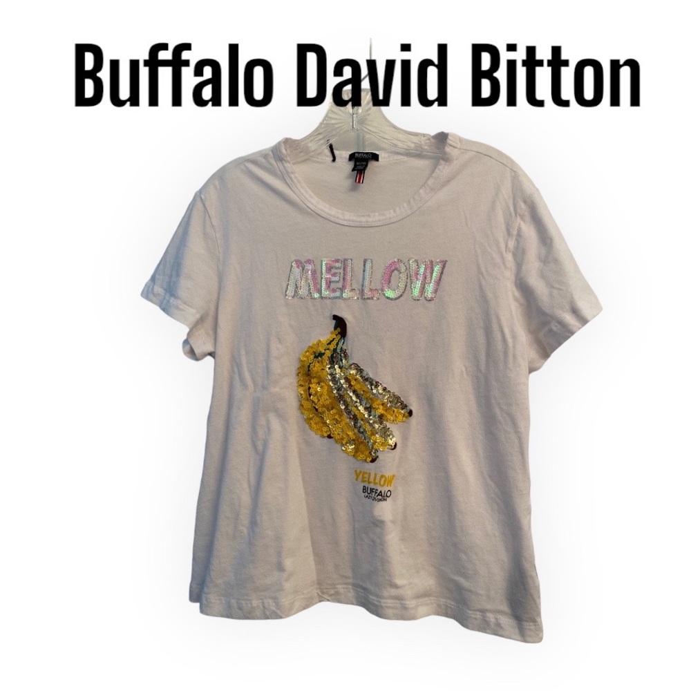 Buffalo David Bitton Mellow Yellow Cotton embellished T- Shirt XL